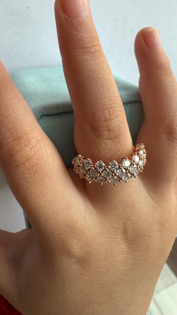 Moissanite Band Ring: 1.2ctw, 925 Silver with Gold Plating