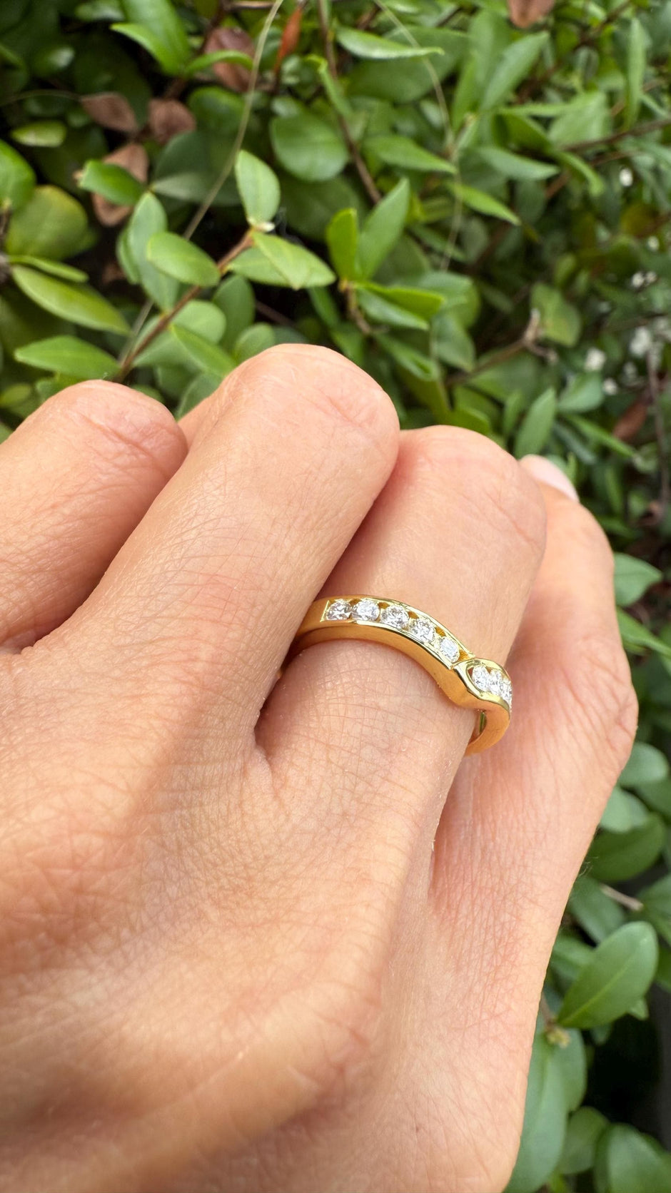 Moissanite 0.5CT V Band Ring for Women Size 7 | 925 Sterling Silver Gold Plated