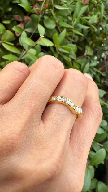 Moissanite 0.5CT V Band Ring for Women Size 7 | 925 Sterling Silver Gold Plated