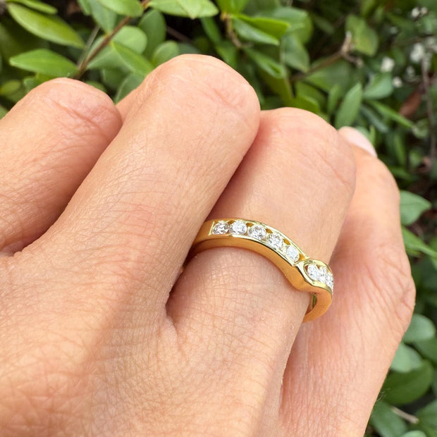 Moissanite 0.5CT V Band Ring for Women Size 7 | 925 Sterling Silver Gold Plated