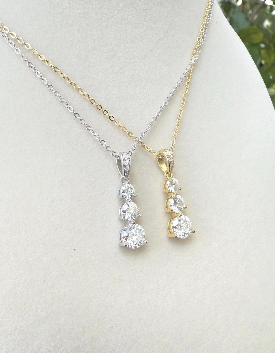 Moissanite Necklace for Women 6.5mm 1.80ct – GRA Certified, Gold-Plated 925 Sterling Silver Fine Jewelry