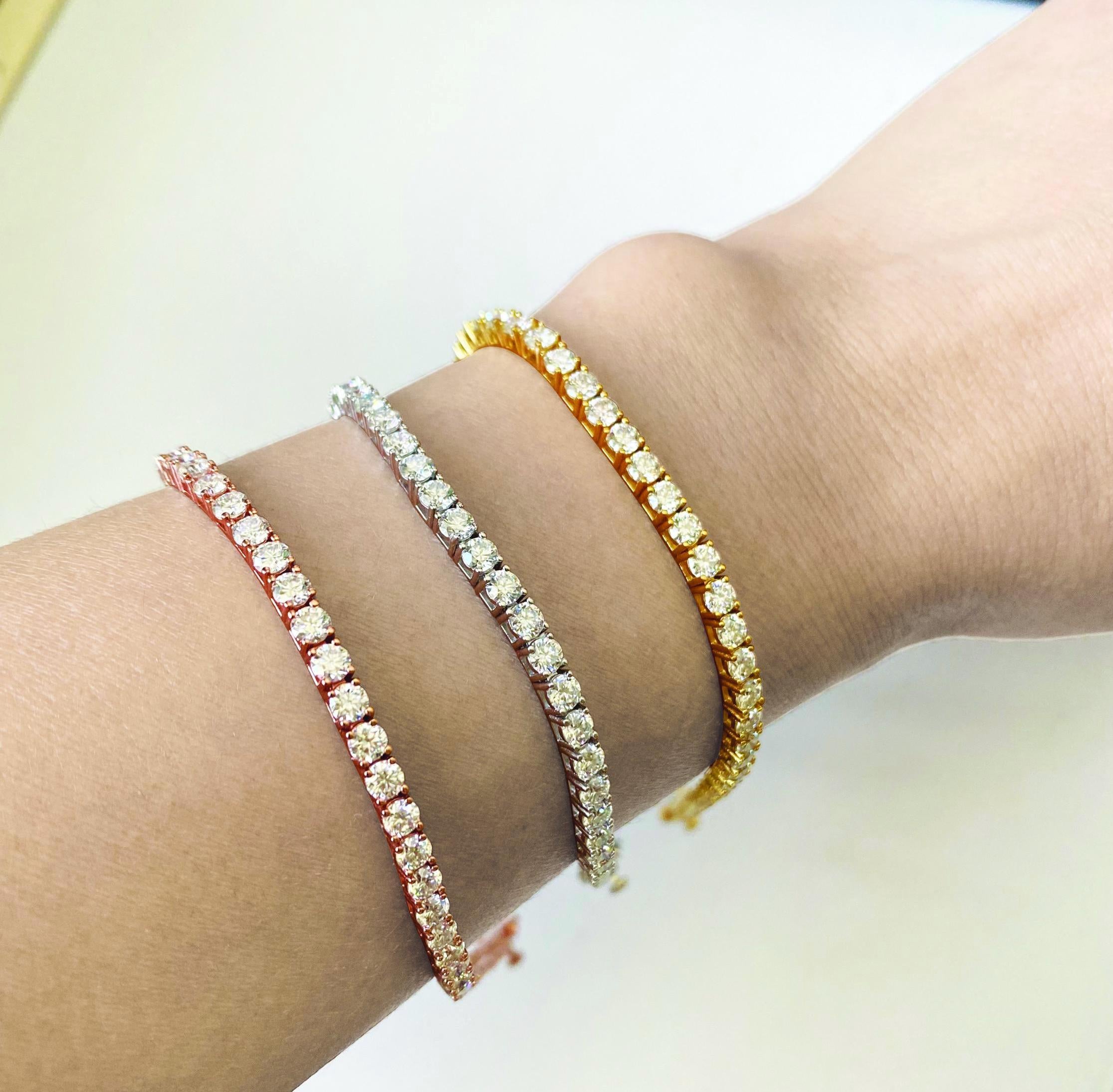 Moissanite Tennis Bracelet: Gold Plated, 5 Carats, Elegant Sparkle