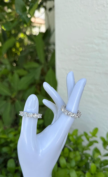 Round Moissanite Band Ring for Women – 925 Sterling Silver Ring Size 7