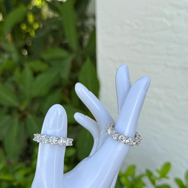 Round Moissanite Band Ring for Women – 925 Sterling Silver Ring Size 7