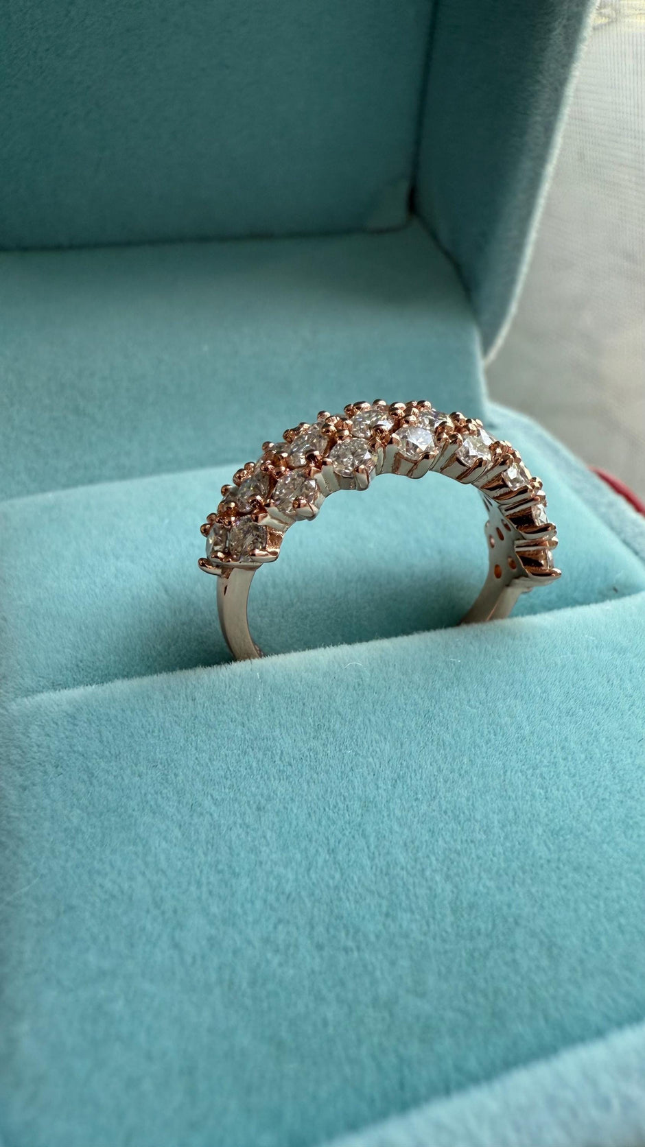 Moissanite Band Ring: 1.2ctw, 925 Silver with Gold Plating