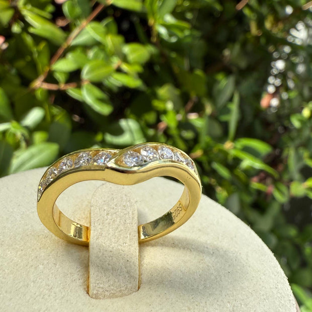 Moissanite 0.5CT V Band Ring for Women Size 7 | 925 Sterling Silver Gold Plated