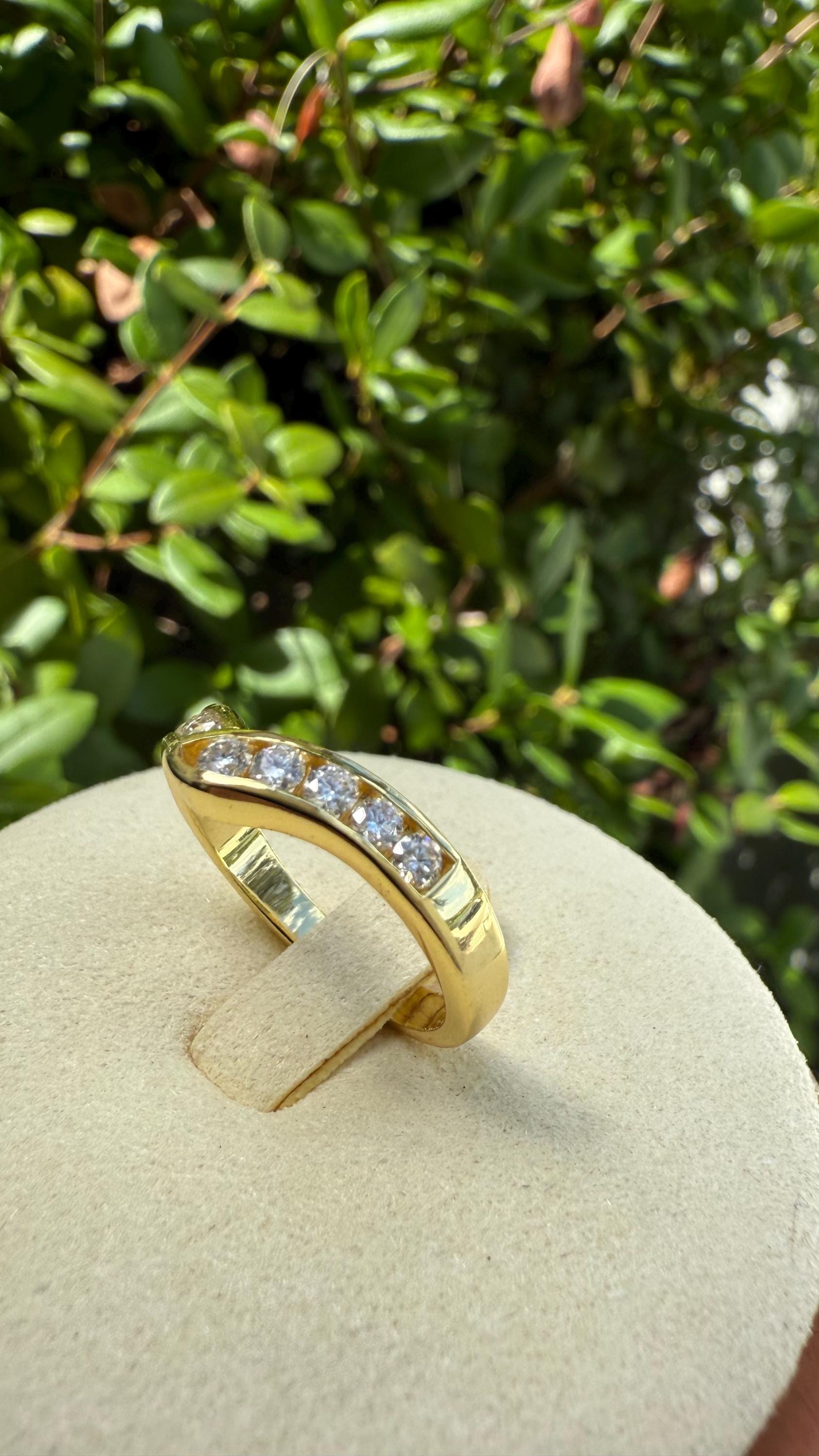 Moissanite 0.5CT V Band Ring for Women Size 7 | 925 Sterling Silver Gold Plated
