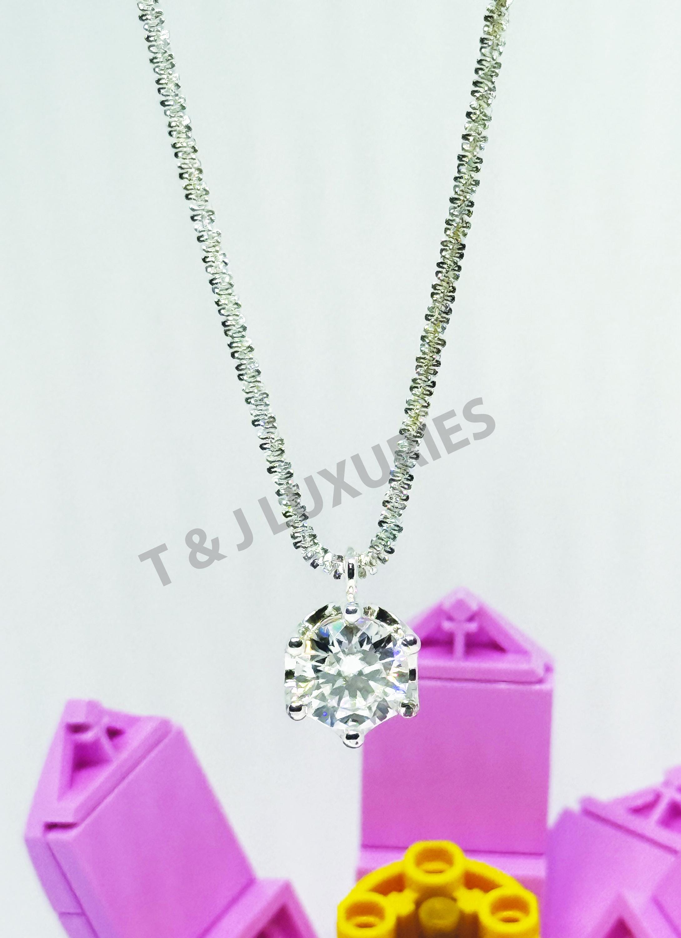 2-Carat Moissanite Knitted Wire Silver Chain Necklace