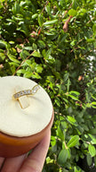 Moissanite 0.5CT V Band Ring for Women Size 7 | 925 Sterling Silver Gold Plated