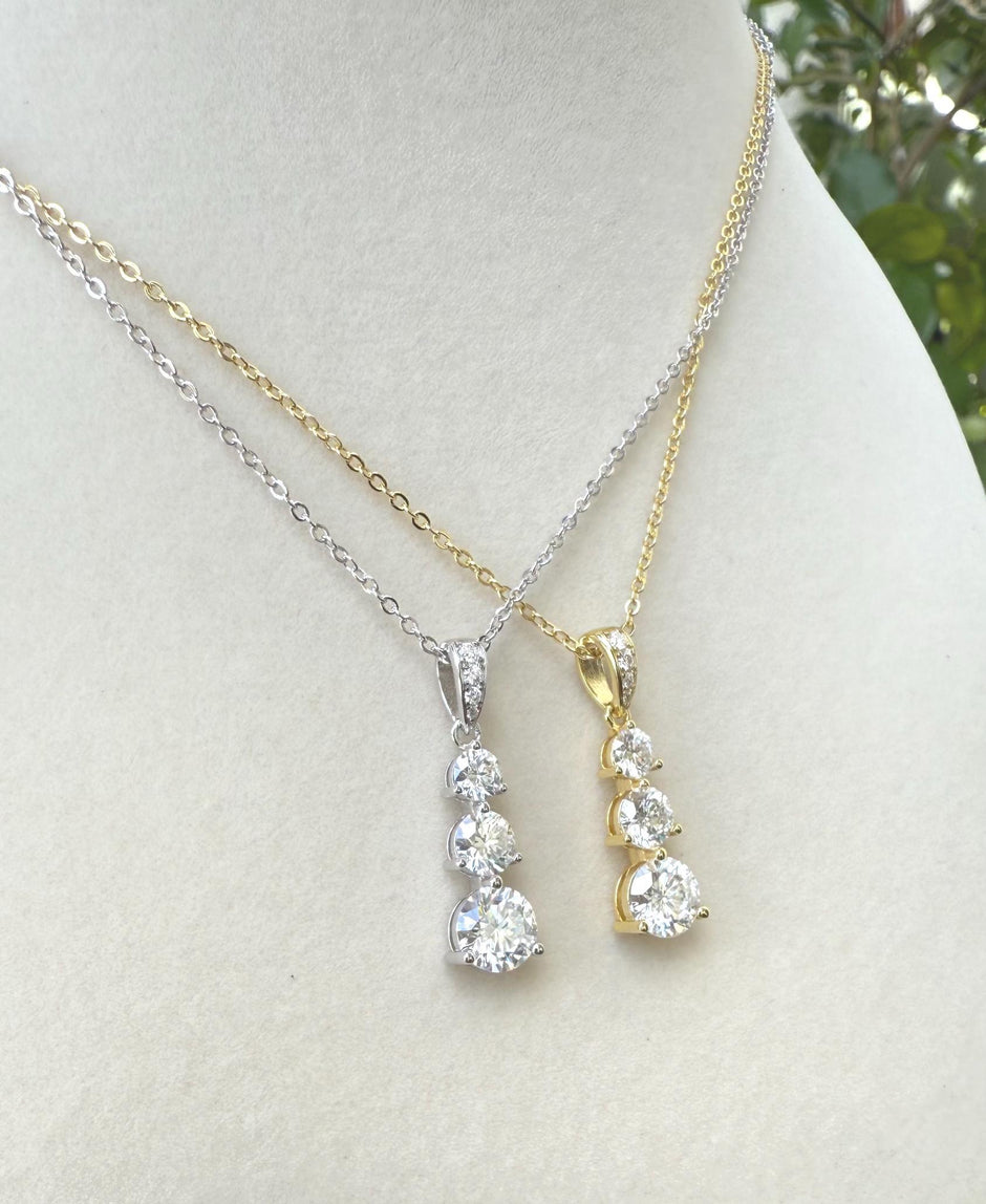 Moissanite Necklace for Women 6.5mm 1.80ct – GRA Certified, Gold-Plated 925 Sterling Silver Fine Jewelry