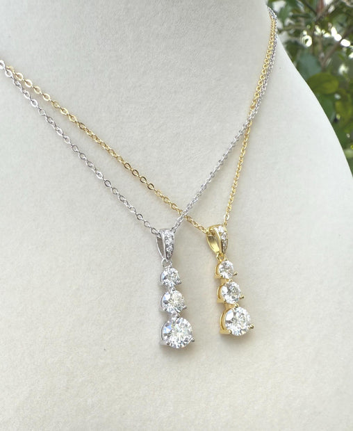 Moissanite Necklace for Women 6.5mm 1.80ct – GRA Certified, Gold-Plated 925 Sterling Silver Fine Jewelry