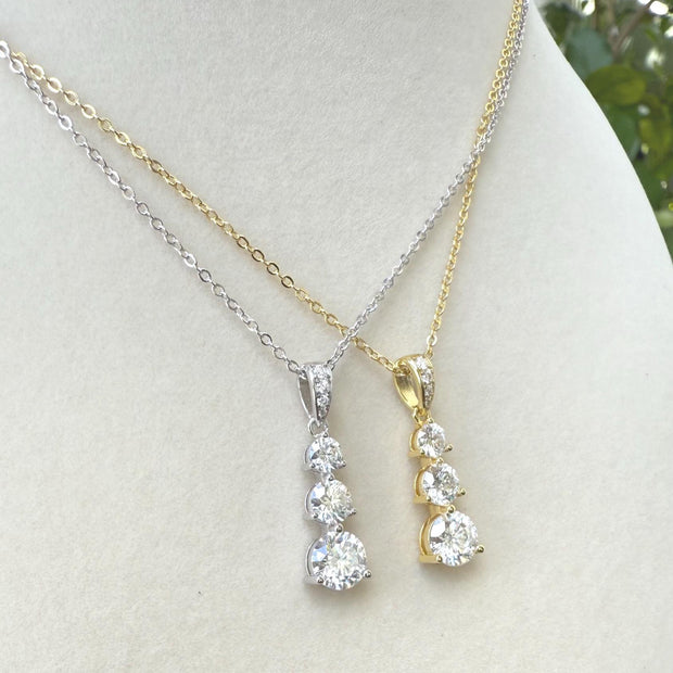 Moissanite Necklace for Women 6.5mm 1.80ct – GRA Certified, Gold-Plated 925 Sterling Silver Fine Jewelry