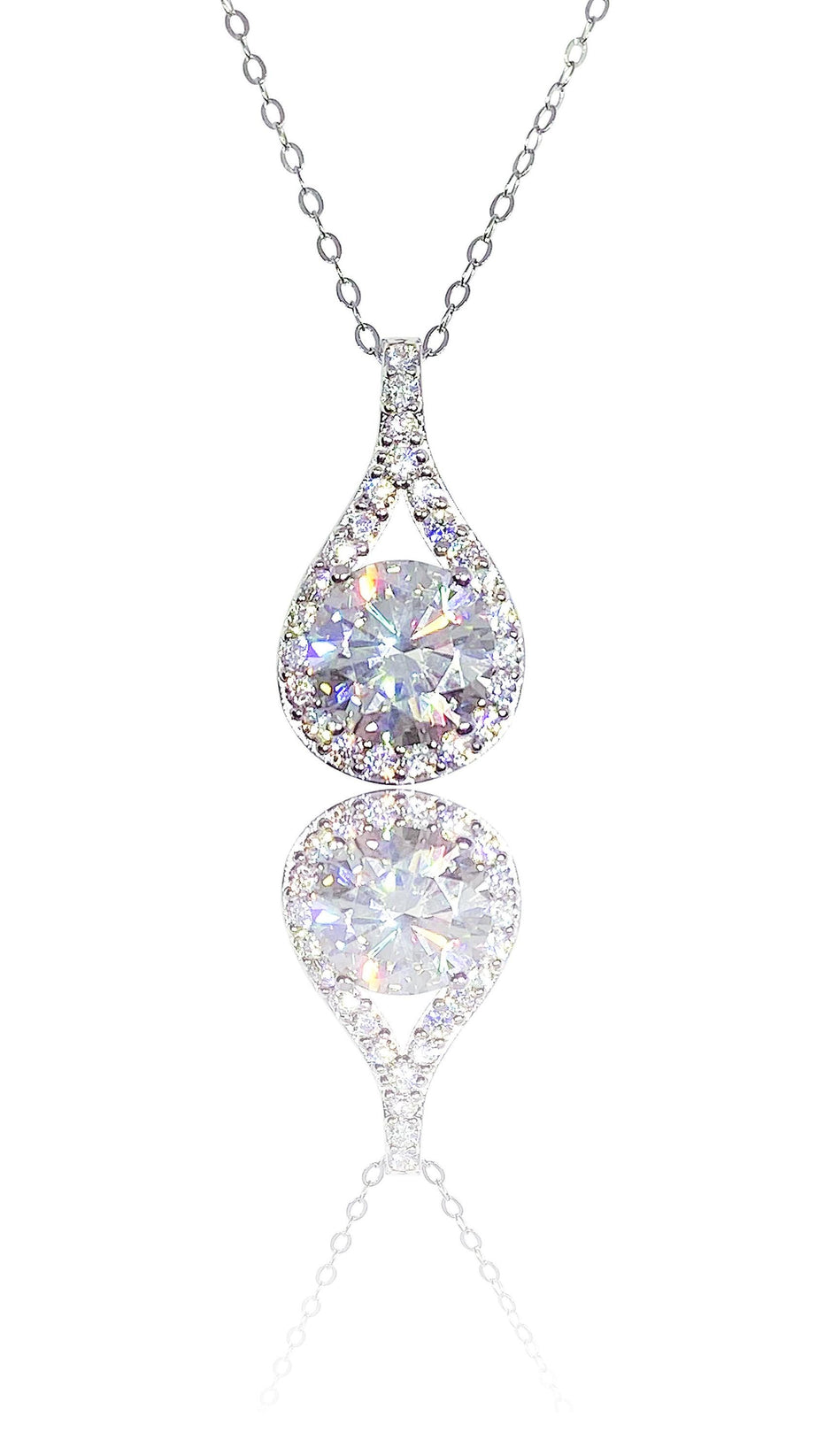 3 Carat Waterdrop Moissanite Pendant: 925 Sterling Silver Wedding Necklace