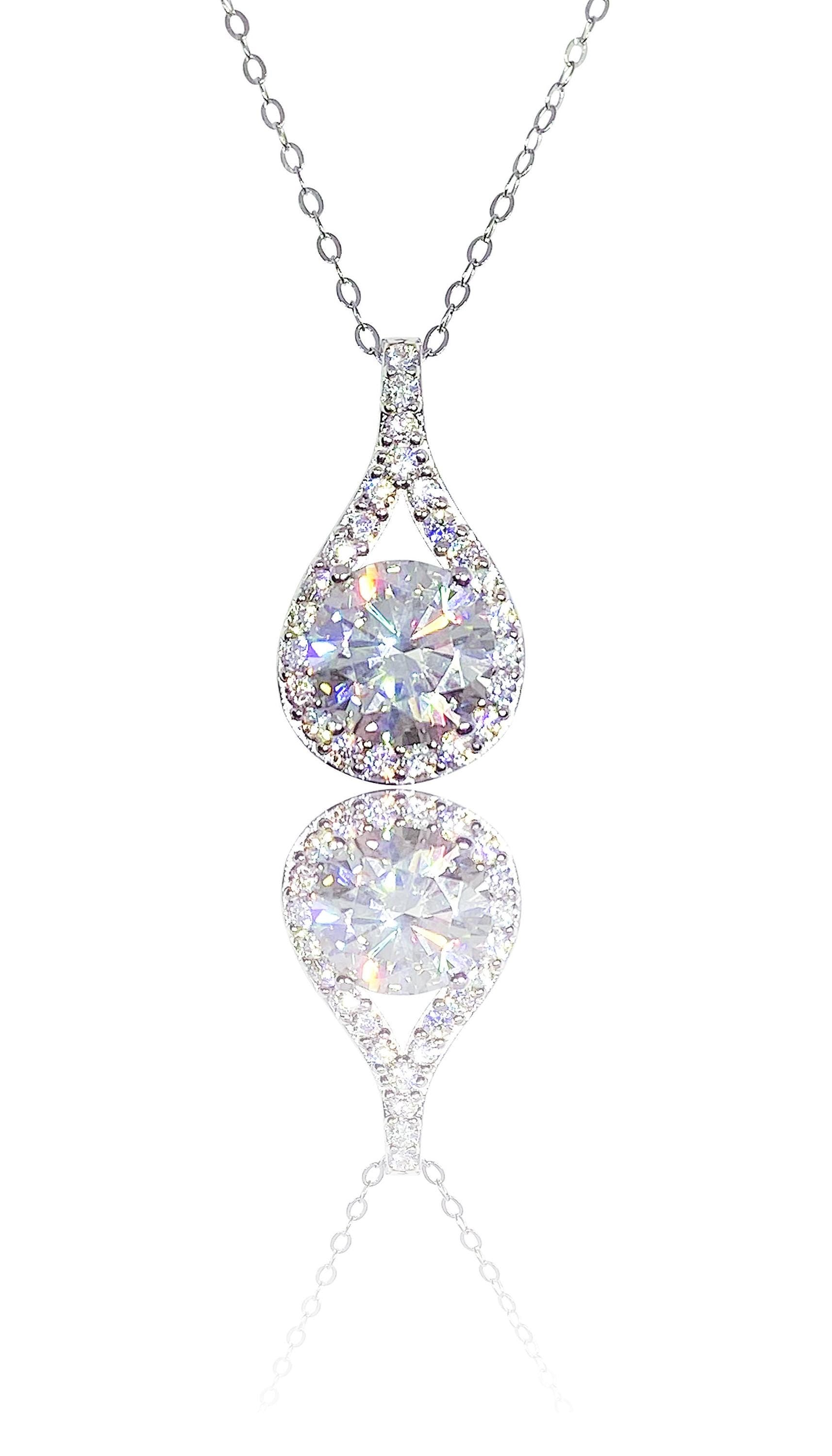 3 Carat Waterdrop Moissanite Pendant: 925 Sterling Silver Wedding Necklace