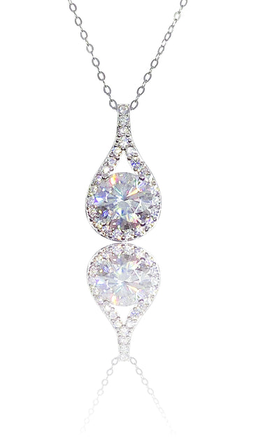 3 Carat Waterdrop Moissanite Pendant: 925 Sterling Silver Wedding Necklace