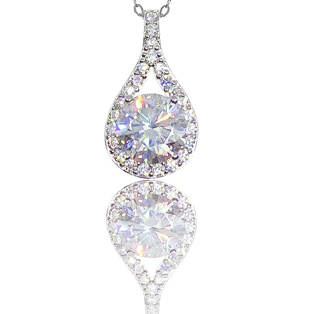 3 Carat Waterdrop Moissanite Pendant: 925 Sterling Silver Wedding Necklace