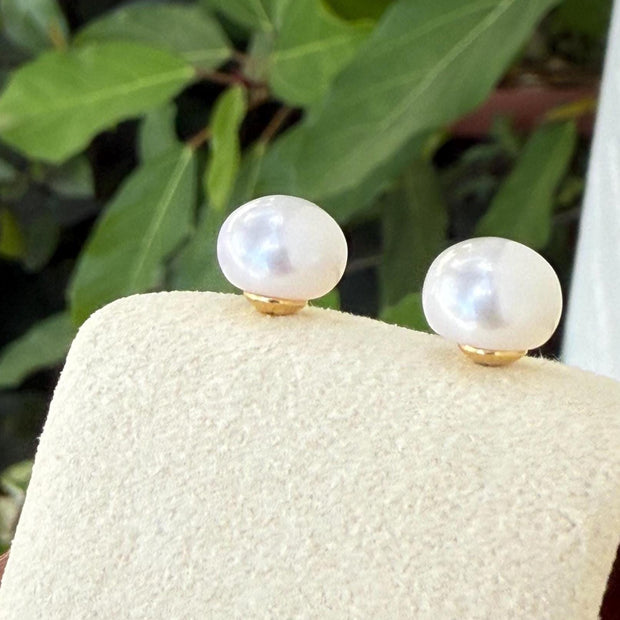 White Luxury Akoya Pearl Earrings | 7.0-8.0mm | 14K Gold | Fine Jewelry