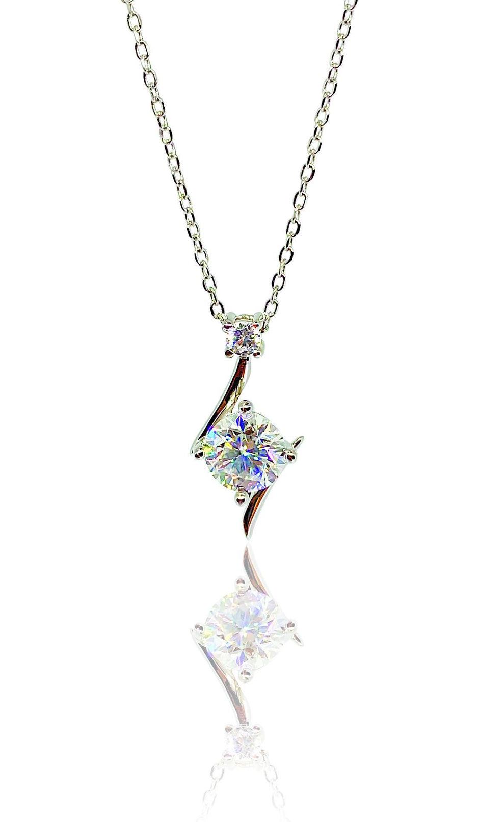 1.0 Carat Moissanite Pendant Necklace - Silver-Plated Wedding Jewelry