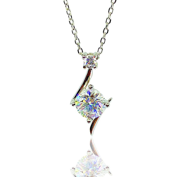 1.0 Carat Moissanite Pendant Necklace - Silver-Plated Wedding Jewelry