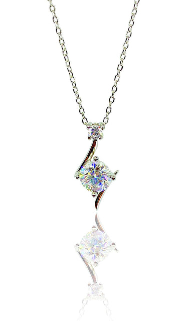 1.0 Carat Moissanite Pendant Necklace - Silver-Plated Wedding Jewelry