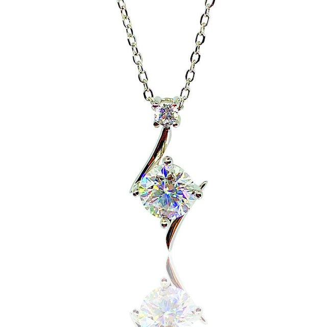 1.0 Carat Moissanite Pendant Necklace - Silver-Plated Wedding Jewelry
