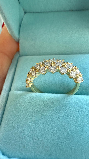 Moissanite Band Ring: 1.2ctw, 925 Silver with Gold Plating