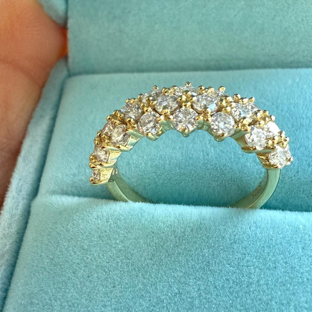 Moissanite Band Ring: 1.2ctw, 925 Silver with Gold Plating