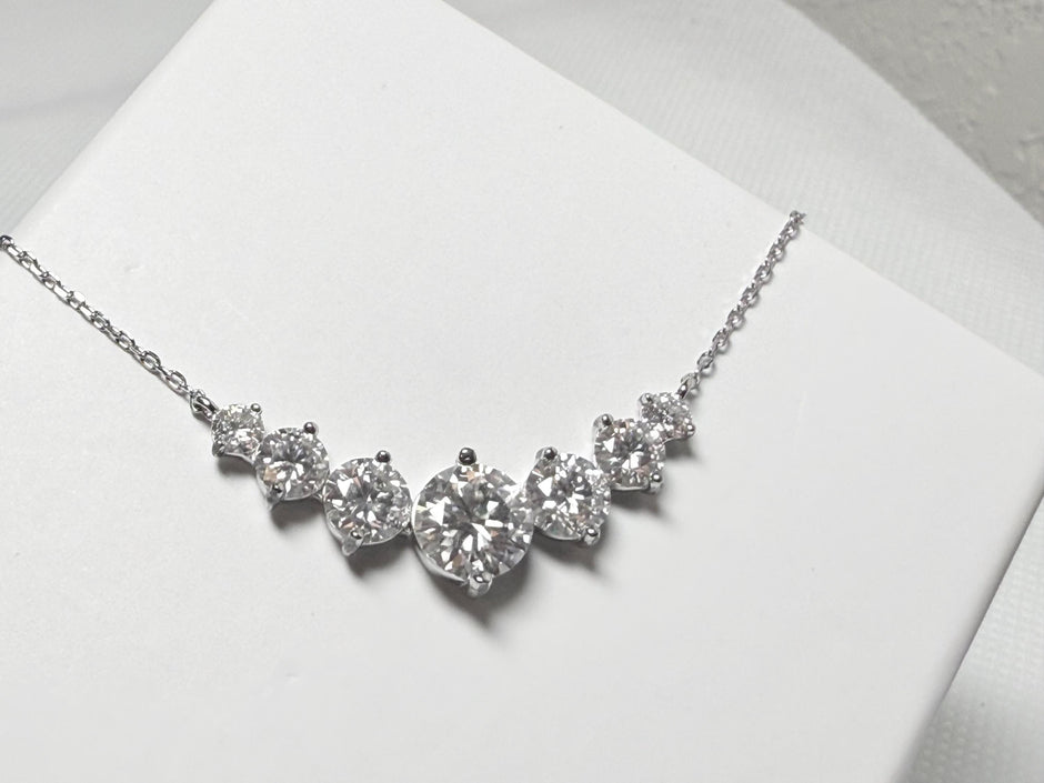 Moissanite Necklace: 5.0ct Sterling Silver White Gold, GRA Certified