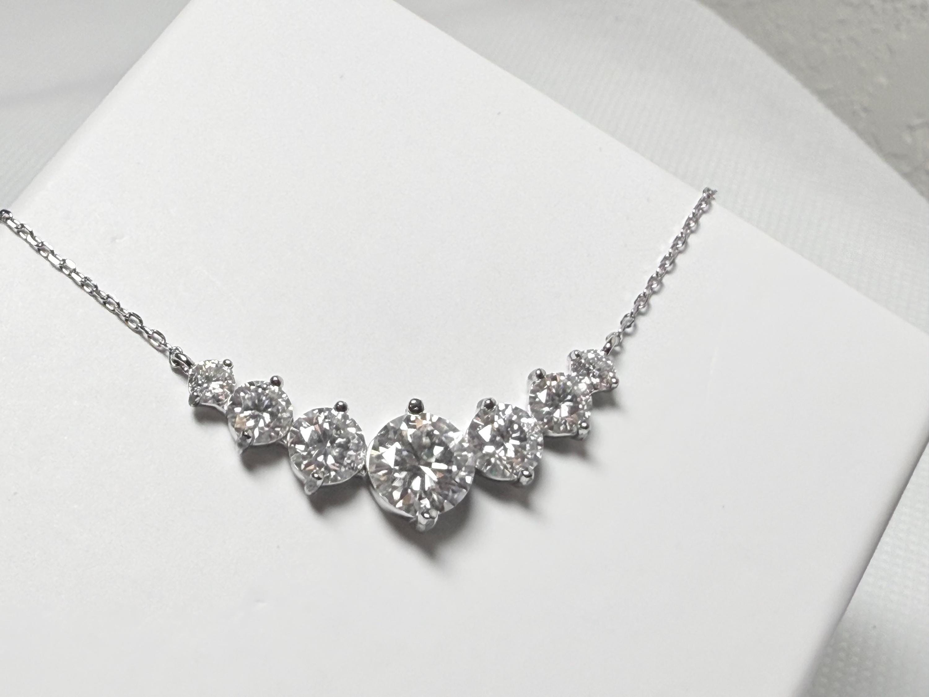 Moissanite Necklace: 5.0ct Sterling Silver White Gold, GRA Certified