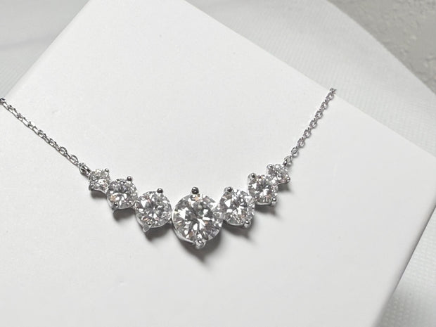 Moissanite Necklace: 5.0ct Sterling Silver White Gold, GRA Certified