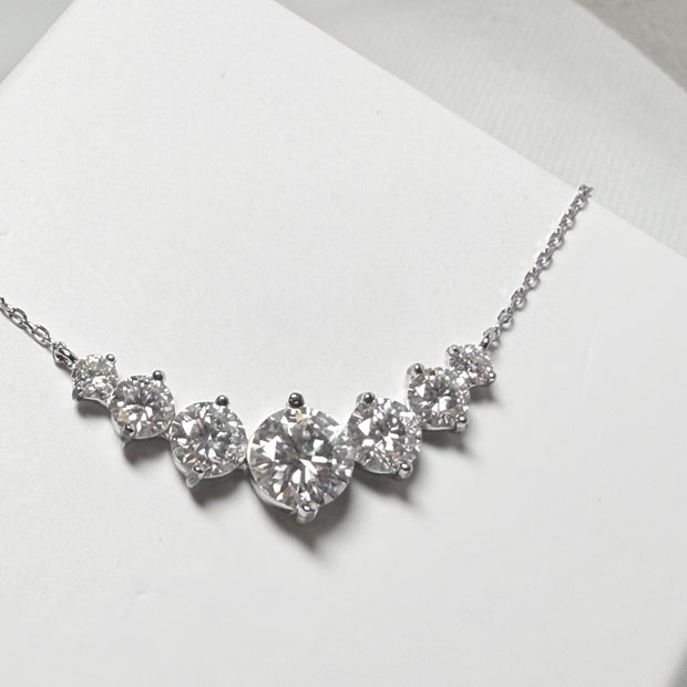 Moissanite Necklace: 5.0ct Sterling Silver White Gold, GRA Certified