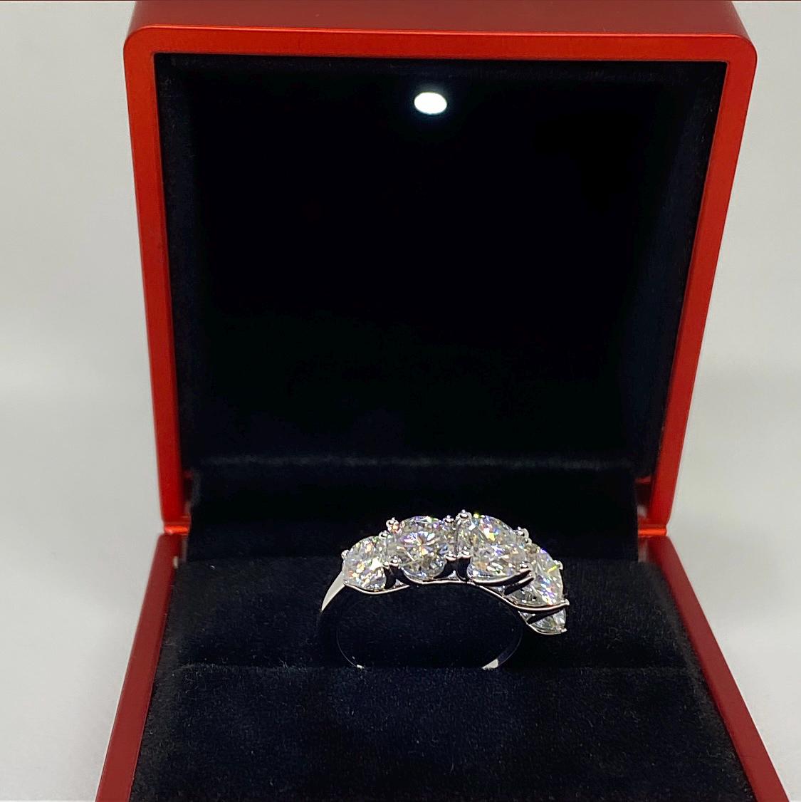 Full Moissanite Diamond Ring – Sterling Silver Row Ring, Sparkling Wedding Bands. Size 7