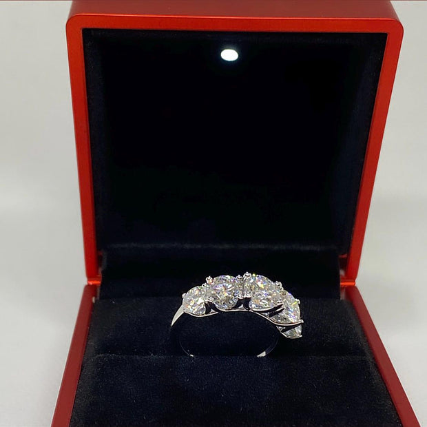 Full Moissanite Diamond Ring – Sterling Silver Row Ring, Sparkling Wedding Bands. Size 7