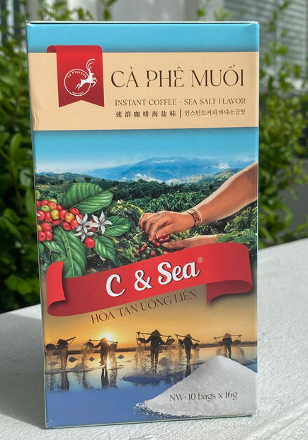 Instant Coffee Sea Salt Flavored, C & Sea Premium Viet Coffee - 10 Packets per Box.