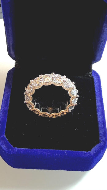 Round Moissanite Band Ring for Women – 925 Sterling Silver Ring Size 7