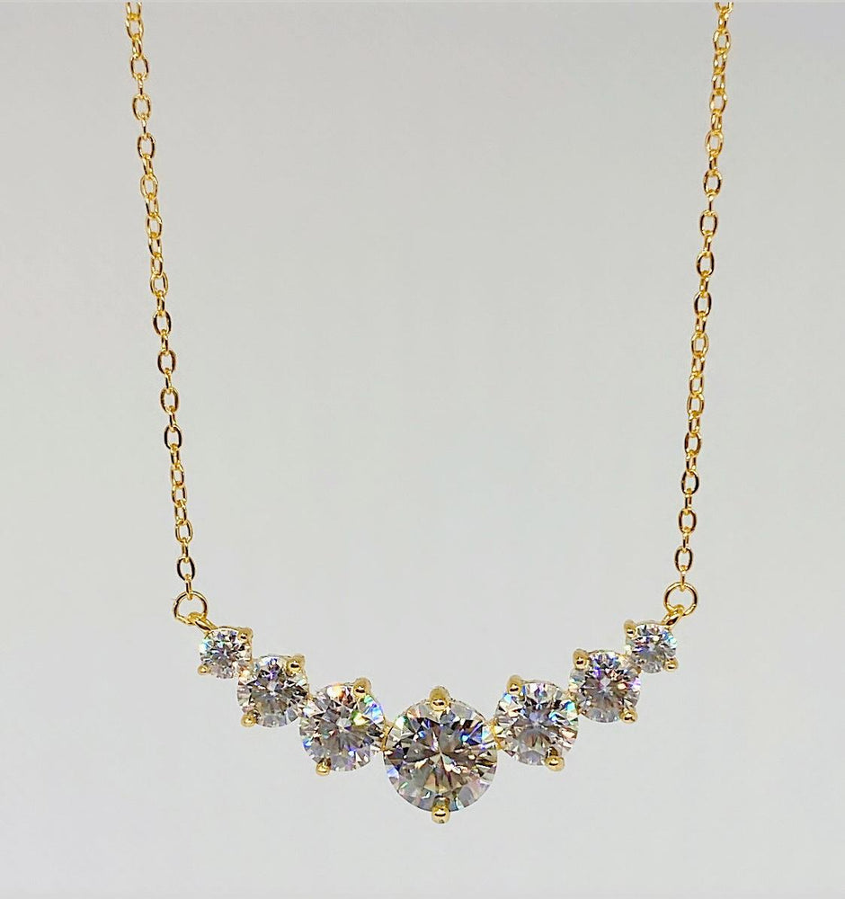 GRA Certified Moissanite Necklace: Gold-Plated Sterling Silver Fine Jewelry