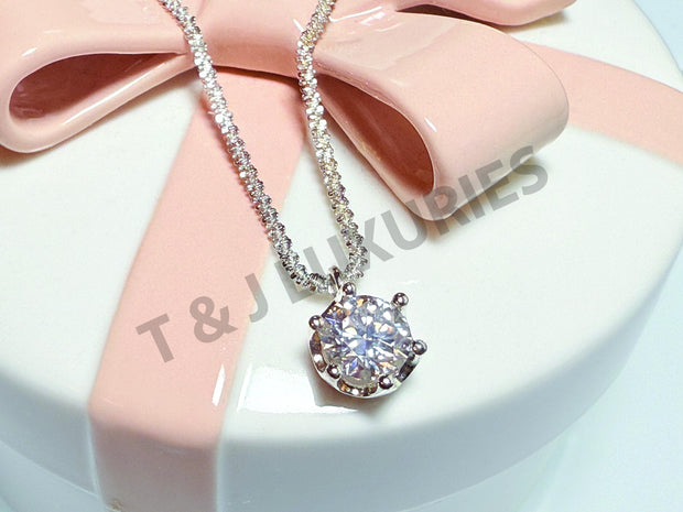 2-Carat Moissanite Knitted Wire Silver Chain Necklace