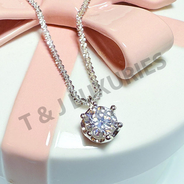 2-Carat Moissanite Knitted Wire Silver Chain Necklace