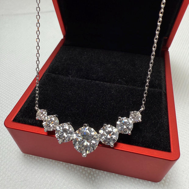Moissanite Necklace: 5.0ct Sterling Silver White Gold, GRA Certified