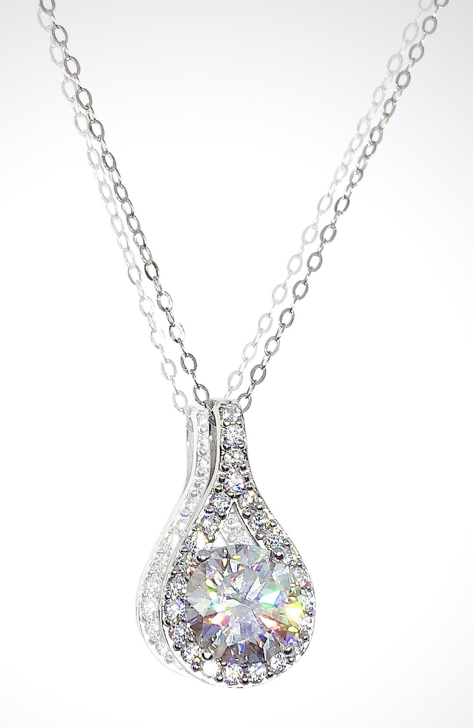 3 Carat Waterdrop Moissanite Pendant: 925 Sterling Silver Wedding Necklace