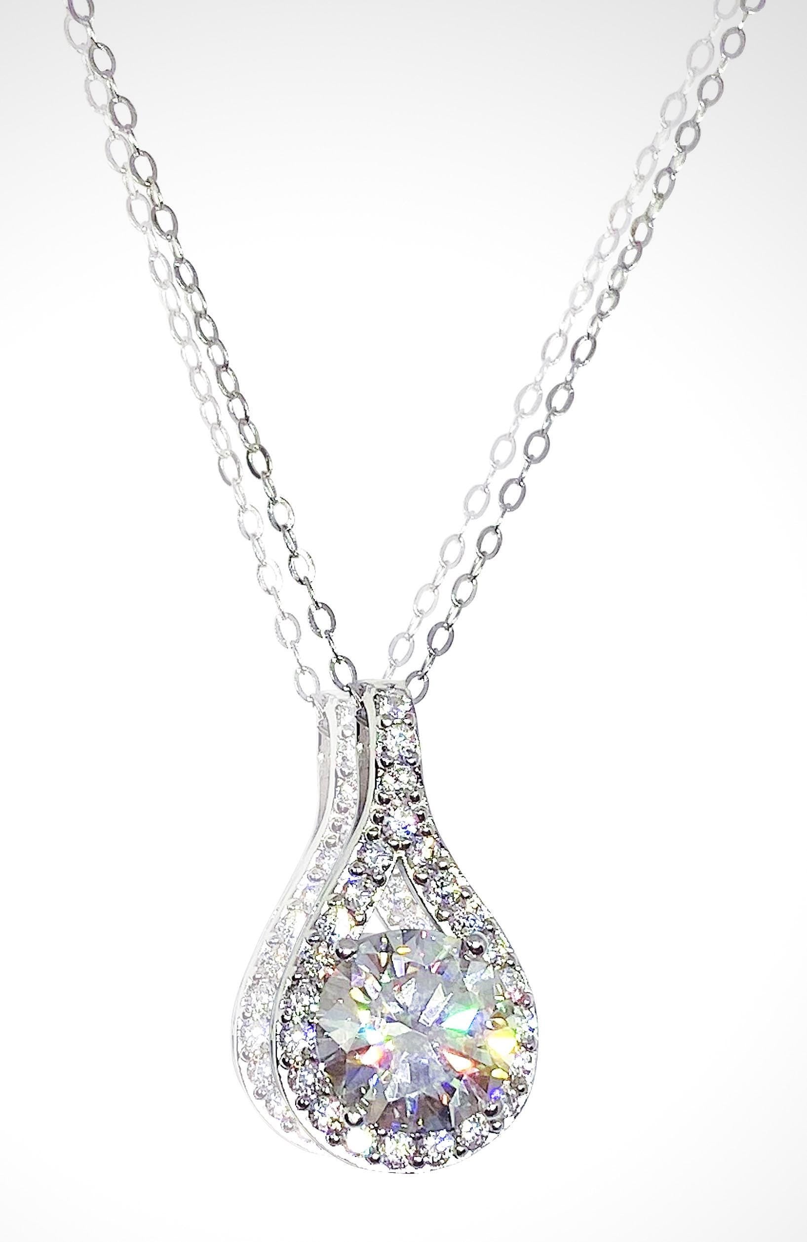 3 Carat Waterdrop Moissanite Pendant: 925 Sterling Silver Wedding Necklace