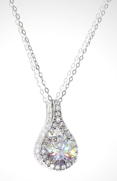 3 Carat Waterdrop Moissanite Pendant: 925 Sterling Silver Wedding Necklace