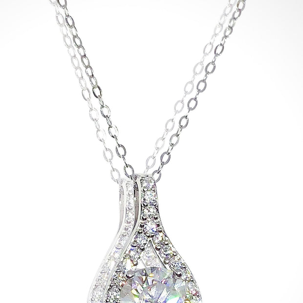 3 Carat Waterdrop Moissanite Pendant: 925 Sterling Silver Wedding Necklace