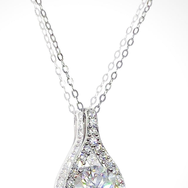 3 Carat Waterdrop Moissanite Pendant: 925 Sterling Silver Wedding Necklace