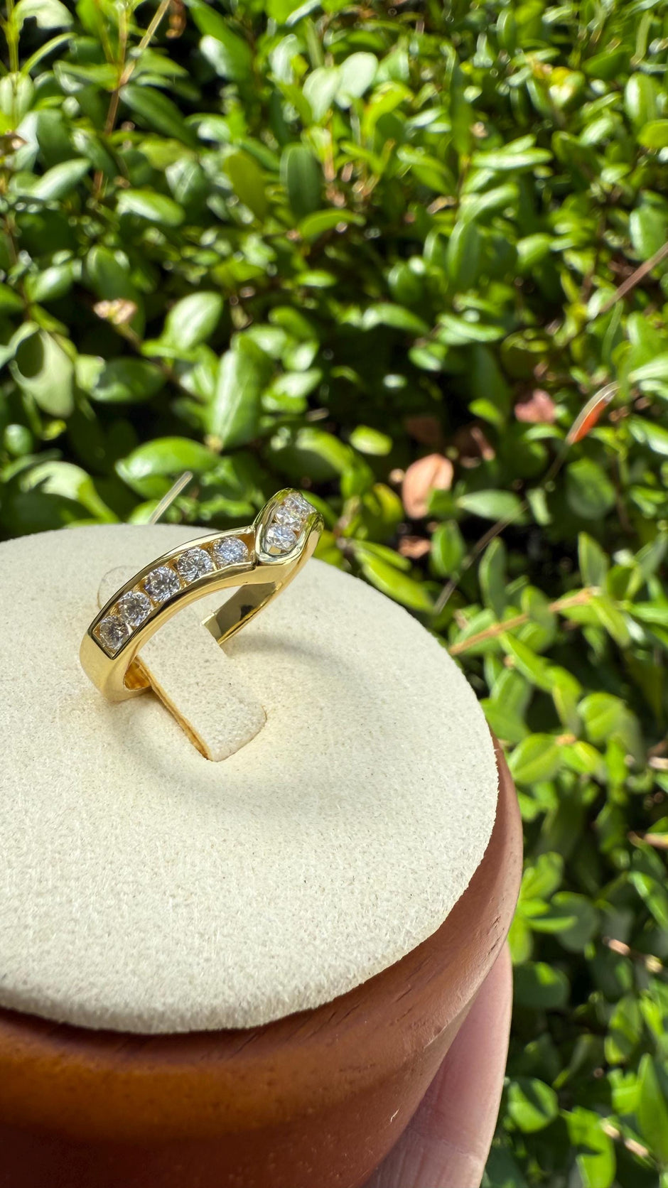 Moissanite 0.5CT V Band Ring for Women Size 7 | 925 Sterling Silver Gold Plated