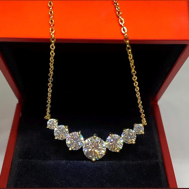 GRA Certified Moissanite Necklace: Gold-Plated Sterling Silver Fine Jewelry