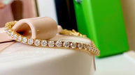 Moissanite Tennis Bracelet: Gold Plated, 5 Carats, Elegant Sparkle