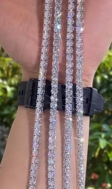 Sterling Silver 925 3mm 16in Moissanite Tennis Necklace for Ladies (Special Order)