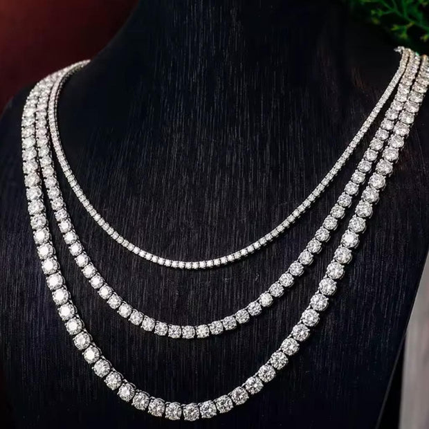 Sterling Silver 925 3mm 16in Moissanite Tennis Necklace for Ladies (Special Order)