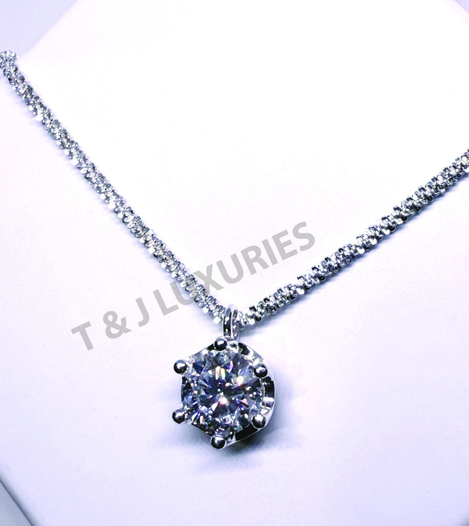 2-Carat Moissanite Knitted Wire Silver Chain Necklace